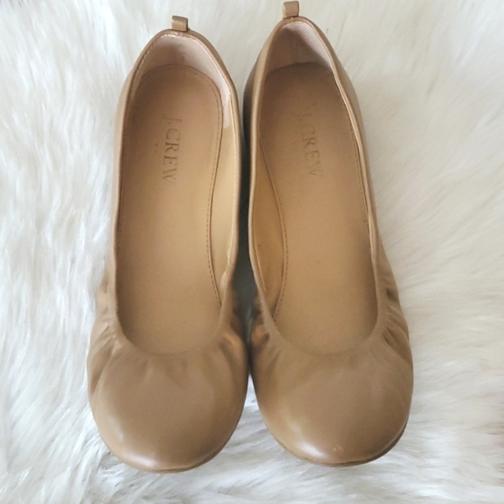 J Crew leather ballet flats tan sz 7 fits like a 61/2